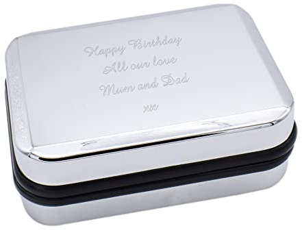 Personalised Engraved Chromed Necklace Case Box with Message Silver
