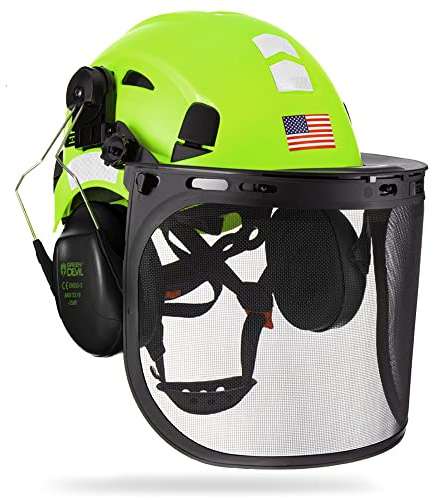Forestry Safety Helmet Chainsaw Helmet with Mesh Face Shield and Ear Muffs 3 in 1 Forestry Hard Hat