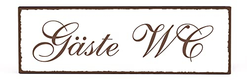 Dekolando Deko Türschild - Gäste Wc - Schild 150 x 50 mm - Schilder Türschilder Namensschilder Wohnung selbstklebend Holzschild Tür Holzschilder