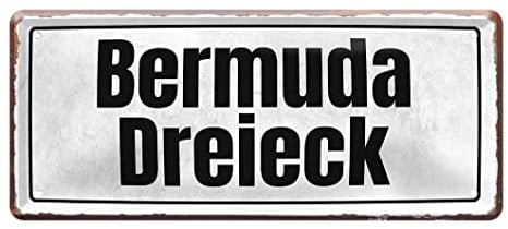 Bermuda Dreieck Schild - lustiges Metallschild im Vintage Stil - Wanddeko Türdeko für Teenager Kinderzimmer Jugendzimmer Büro Betrieb Lager Werkstatt - Warnschild Hinweisschild - 28x12cm