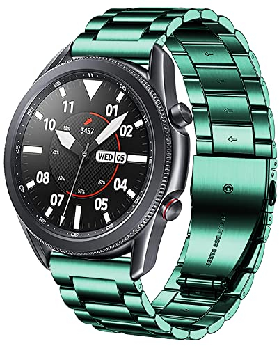 DEALELE Armband Kompatibel mit Samsung Gear S3 Frontier/Classic/Galaxy Watch 46mm / Galaxy 3 45mm, 22mm Edelstahl Metall Ersatz Armbänder für Huawei Watch 3/3 Pro / GT2 46mm, Grün