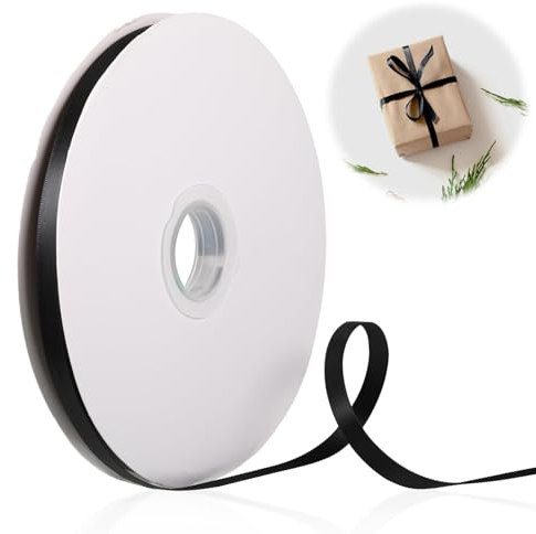 9mm/92 Meters Spitze Schwarz Breit,Spitze Meterware Schleifenband Geschenkverpackung Band Dekoband Stoffband für Hochzeit Satinband Ribbon Schwarz Dekoband für Bastelarbeiten Geburtstag