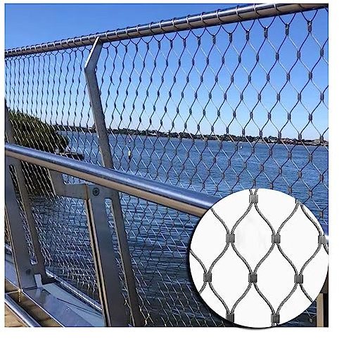 Flexible Stainless Steel Mesh, Wire Fence Roll Cable Balustrade Cable Mesh Indoor Outdoor DIY Balustrade Hanging for Bridge Staircase Balcony Anti-fall Net (Color : Silver-2.5mm, Size : 3x3m)
