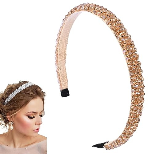 Women's Fashion Headbands Champagne Crystal Rhinestone Hair Accessories Thin Luxury Party Hair Bands for Women 3011