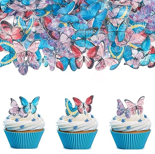 40 Stück Tortendeko Essbar, Essbare Schmetterlinge für Torte, Tortendeko Schmetterling, Torten Deko Essbare, Tortendeko Geburtstag Essbar, Schmetterling Essbar, Kuchen Deko Schmetterlinge Essbar