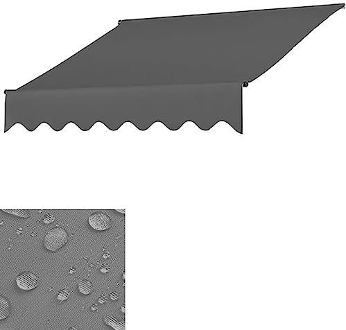 TRUNXUCL Ersatzstoff, Ersatzstoff für Einziehbare Terrassenmarkise, 180g/m², UV und Wasserabweisender Stoff für Terrasse, Balkon, Hof (Color : Grau, Size : 3.5M/137.8IN)