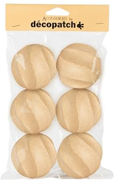Décopatch NO064C - Packung mit 6 gedrehten Kugeln aus Karton, zum Aufhängen, 7,5x13,5x21 cm, ideal für Weihnachtsdeko, Kartonbraun, 1 Pack