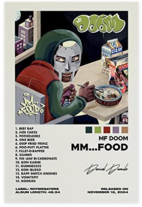 MF Doom Poster MM Food Album Cover Poster Leinwand Poster Wandkunst Dekor Druck Bild Gemälde für Wohnzimmer Schlafzimmer Dekoration 20 x 30 cm