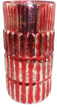 A & B Home Jarrón de cristal rojo de mercurio de 12 pulgadas de alto, decoración de mesa de centro de mesa, jarrón de flores de cristal, decoración de mesa