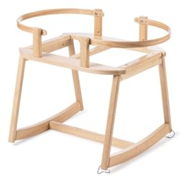 Geuther Untergestell für Moseskorb Baby | Stubenwagen mit Schaukelfunktion für Geuther Babynestchen, Baby Beistellbett | aus nachhaltigem & massivem Gummibaumholz, Baby Bett Gestell, naturfarben