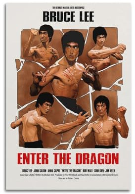 Bruce Lee Enter The Dragon Movie Poster Dekorative Malerei Leinwand Wandkunst Wohnzimmer Poster Schlafzimmer Malerei,Wandkunst Bilddruck Moderne Familienzimmer Dekor 12x18inch(30x45cm)