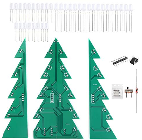 Uadme Desktop-Dekoration, Dreidimensionales Leiterplattenmodul, Weihnachtsbaum-LED-DIY-Kit Mit 3 Lichtfarben Für Das Heimbüro