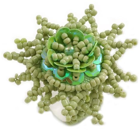 Avalaya 45mm Glass and Sequin Star Flex Ring/Fern Green/Size L