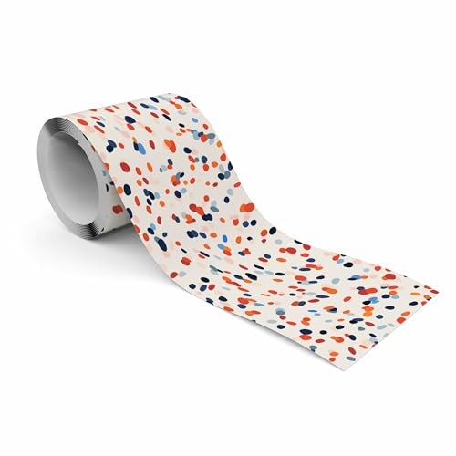 Muralo - Selbstklebende Bordüre - Tapetenbordüre Wandbördure - Dekorative Wandtatto für Wände, Möbel, Decken, Tapeten, Wandverkleidungen, Türen - Farbige Punkte - Br.10cm x Hö.300cm