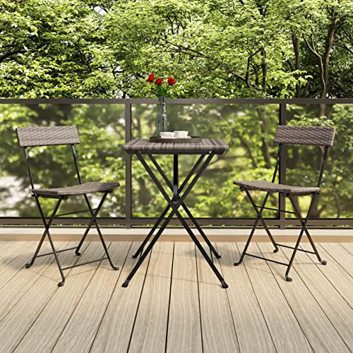 ZEYUAN Bistrostühle 2 STK. Klappbar, Gartenstühle, Balkonstuhl, Terrassenstühle, Gartensessel, Garten Stühle, Gartenmöbel, Balkon Stühle, Sessel Outdoor, Grau Poly Rattan und Stahl
