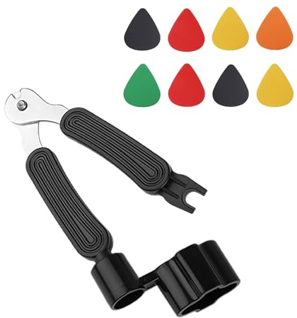 1-Teilige Gitarrensaitenwinde Mit 8 Plektren, Gitarren-Saitenkurbel-Zubehör, Multifunktionales Gitarrensaiten-Wickelwerkzeug (Schwarz)