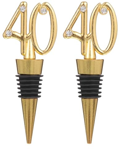 1 Set 2 Pcs 40 Wine Stoppers Wine Cork Beverage Cork Bottle Stopper 40th Wedding Birthday Bottle Stoppers Bottle Cap Bottle Cork Keepsake Commemorate Wine Bottle Alloy