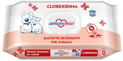 CT-TRONICS Amoremio Lot de 10 lingettes humides pour chiens et chats (chlorhexidine)