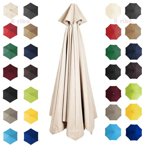 6-Rippen/8-Rippen Rund Ersatztuch, 2M/2.7M/3M Sonnenschirm Bespannung, Ersatzstoff Für Garten-Sonnenschirm, Mit Schirmbelüftung, Waschbar, Rund (Color : Off-White, Size : 8 ribs-3m(9.8ft))