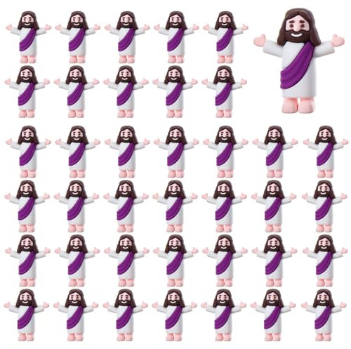ARCHCRTC Kleine Jesus-Figuren, Miniatur-Figuren, religiöse Christus-Rettlerpuppe zum Verstecken, Ostereier, Taufgeschenk (60, lila)
