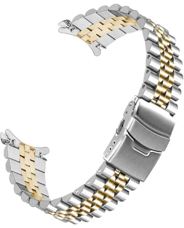 YISIWERA 20mm 22mm Edelstahl gebogenes Ende Uhrenarmband Ersatz Doppelte FlipLock Schnalle Silber Gold Metall Uhrenarmband Armband für Männer Frauen