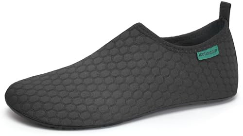 IceUnicorn Chaussures de bain pour femme - Chaussures de plage - Chaussettes pieds nus - Chaussures aquatiques, Noir 354, 34/35 EU