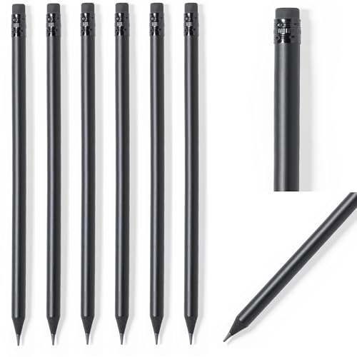 noTrash2003 5 bis 100 Stück matt schwarze Bleistifte Holzbleistifte mit Radiergummi Black Edition HB, vorgespitzt, 19 cm Länge Sparpack Nachhaltig (Modern, 100, stück)
