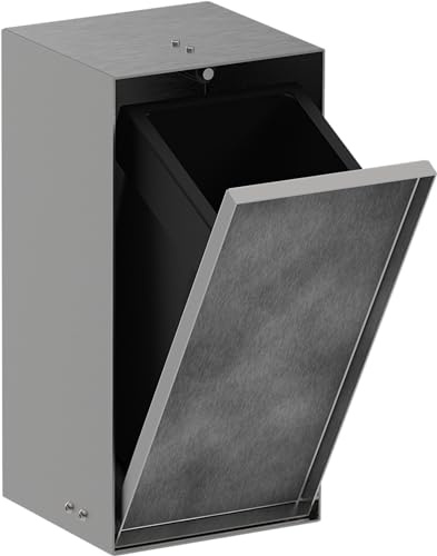 hansgrohe XtraStoris Rock - Einbau Badezimmer Mülleimer mit befliesbarer Tür, eingelassene Wandnische 300x150x140mm, Mülleimer Bad, Abfalleimer Bad, Badezimmer Zubehör, Edelstahl gebürstet, 56063800