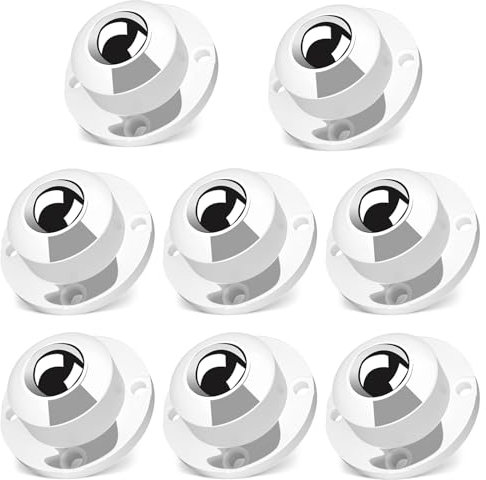 TRVL FIELDER Self Adhesive Caster Wheels, 360° Swivel Wheels for Furniture, 1 Steel Universal Wheel, 28 LBS Load Capacity Per Wheel, Low Profile Castor (8 PCS, White)