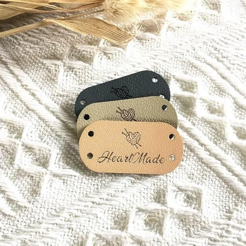 HDLOVE Personalisierte Etiketten Zum Einnähen Aus Leder Mit Logo/Text, Personalisierte Etiketten, Logo Etiketten, Vegan Leather Labels, Branding Labels, 25 St (40mm x 20mm)