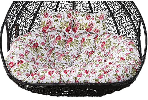 Egg cushion Double Hanging Swing Lounge Chair Soft Deep Cushion, Outdoor 2 Seater Swing Chair Pad with Ties,Fully Filling, Not Collapse(E)