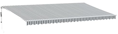 vidaXL Gelenkarmmarkise, Markise Ausziehbar Automatisch, Sonnenmarkise für Terrasse Balkon, Sonnenschutz Balkonmarkise Terrassenmarkise, Anthrazit Weiß 600x350cm