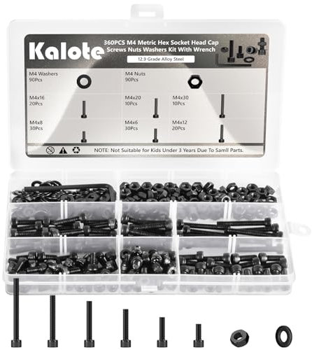 360 Stk M4 Schrauben Set, Sechskantschrauben Muttern Set, Schwarz Zylinderschrauben Innensechskant Schrauben mit Muttern und Unterlegscheiben Set, Maschinenschrauben Gewindeschrauben Sortiment