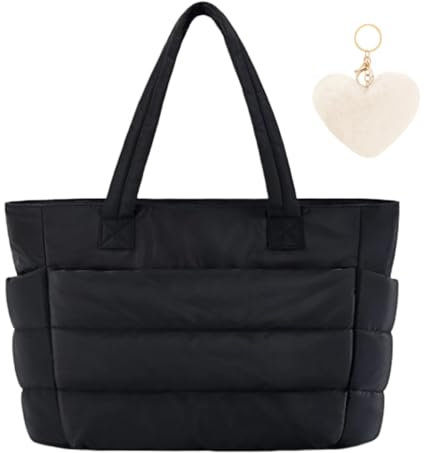 Aucuu Puffer Tasche, Shopper Tasche Damen, Handtasche Damen Groß, Shopper Tasche, Gesteppte Tasche Stepptasche mit Reißverschluss, Hobo Bag Handtasche für Einkaufen Schule Reisen Arbeit