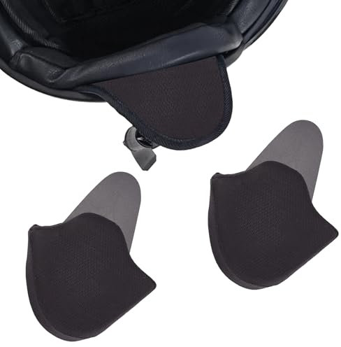 NICENEEDED 2 Pcs Black Half Helmet Ear Pads for Motorcycle, Helmet Wind Blocker Ear Warmer for Audible Riding, Full Coverage Muffs Ears Protection Cover for Biking and Cycling