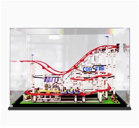 Acryl Vitrine Kompatibel mit Lego 10261 Große Achterbahn Modell Set, Staubdichte Transparente Vitrine Aufbewahrungsbox (nur Vitrine) (Transparent)