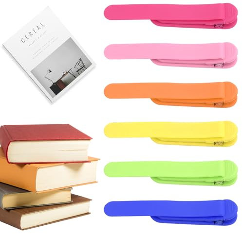 6 Stück Automatische Lesezeichen, Silikon Bookmark, Lesezeichen Klemme, Lesezeichen Kinder, Lesezubehör, Silikon Lesezeichen für Bücher, Folgt Lhnen Automatisch zum Umblättern (6 Farben)