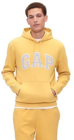GAP Men's Logo Fleece Hoodie Hooded Sweatshirt, French Almond 2, L