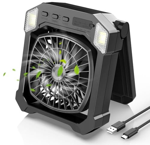 DESHIMAO Portable Solar & Battery Powered Camping Fan