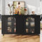 Merax Modernes Sideboard Esszimmer Sideboard Wohnzimmer Sideboard 140x40x85 cm, Sideboard mit Glastüren, Viel Stauraum,Esszimmer- & Wohnzimmerschrank, Metallbeine, Schiebetüren Schwarz