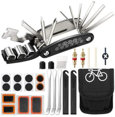 Docache Bike Repair Kit, 16 in 1 Multifunctional Tool with Saddle Bag, Mountain Bike and E-Bike Repair Kit