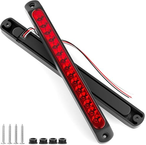 joonnair Lot de 2 Barre de Feux Arrière de Frein de Remorque 12-24 V, LED Feu de Freinage Supplémentaire étanches, Feu Stop LED pour Camion Remorque, UTV, ATV, Barre de Feux Arrière de Freinage