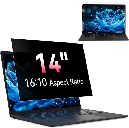 Yklssm Filtre de Confidentialité 14 Pouces 16:10, Filtre Ecran Ordinateur Portable Compatible avec HP/Dell/Acer/Lenovo/Thinkpad/Envy, Amovible Anti Espion/Lumiere Bleue Protection Ecran Film Laptop