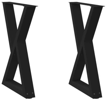 UJCHVHN Lot de 2 pieds de table à manger en acier, noir, 50 x (72-73,3 cm)