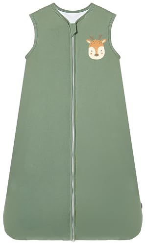 Chilsuessy Schlafsack Baby 2.5 Tog Winterschlafsack Babyschlafsack aus Baumwolle Kinder Winter Schlafsack ohne Ärmel für Jungen und Mädchen, A Grün, 110cm/Baby Höhe 100-120cm