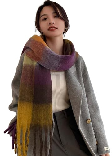 YloveM schal weich damen winter,long dicker weich schal,tartan weihnachtsschal XXL Braun38