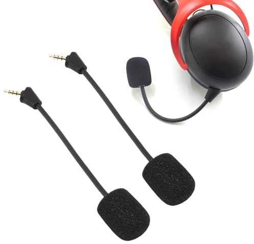 Plyisty 2 Microphones De Remplacement pour Casque Gaming sans Fil Cloud II, Perche Micro Détachable De 3,5 Mm, Réduction du Bruit, avec Revêtement en Mousse