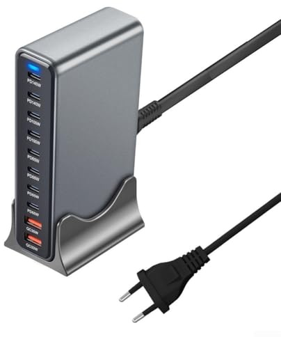 USB-C Ladegerät, 800W GaN-Netzteil 10-Port Desktop Ladestation PD Charger, mit 8 USB-C und 2 USB-A, USB Netzteil für Laptop, Smartphone