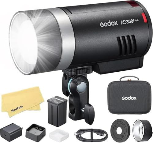 GODOX AD300 Pro II AD300Pro II AD300ProII 300W TTL Outdoor Flash Strobe | 2.4G TTL 1/8000 HSS,0.01-1.5s Recycle Time,350 Full Power Flashes for Canon Sony Nikon Fuji Olympus Panasonic Etc Cameras
