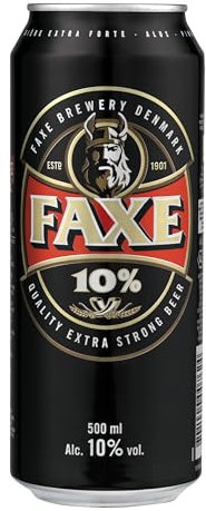 Faxe - 1 Lattina da 50 cl, Birra Forte Doppio Malto, Gradazione Alcolica 10°C, Strong Lager con Profumo Fruttati e Malto, Senza Additivi e Alcol Aggiunto